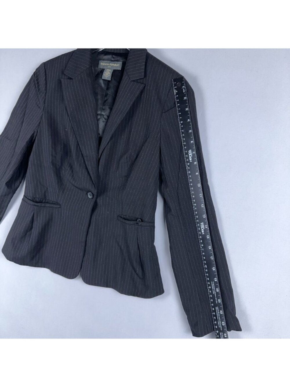 Banana Republic Single-Button Blazer Coat Womens Size 6 Pinstripe Black - Picture 5 of 10